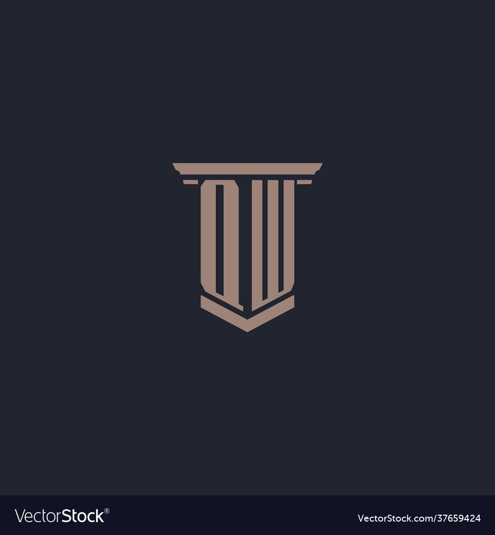 Qw initial monogram logo with pillar style design Vector Image Qw initial monogram logo with pillar style design