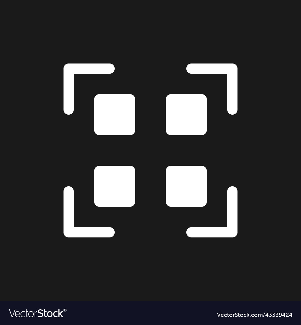 Scannen Sie Qr-Code dunkel Modus glyph ui icon vector image Scannen Sie Qr-Code dunkel Modus glyph ui icon