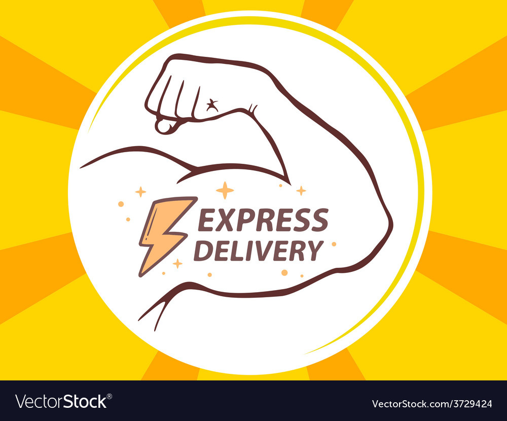 Starke Mann Hand mit Symbol von express del