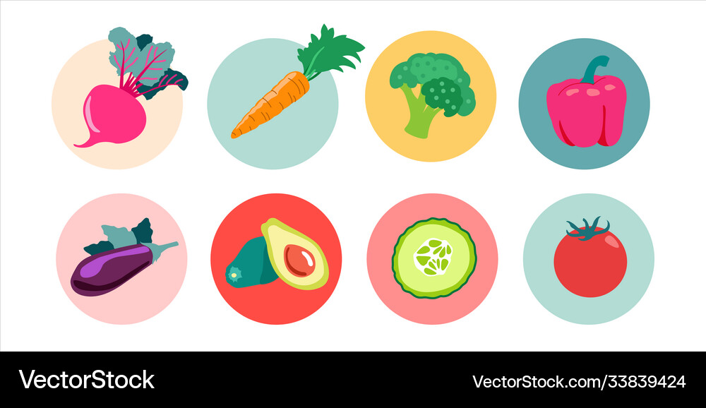 Vegetables set Royalty Free Vector Image - VectorStock
