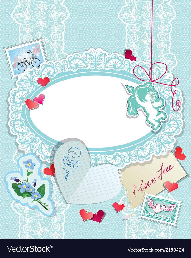 Vintage Heart & Angel Holiday Card