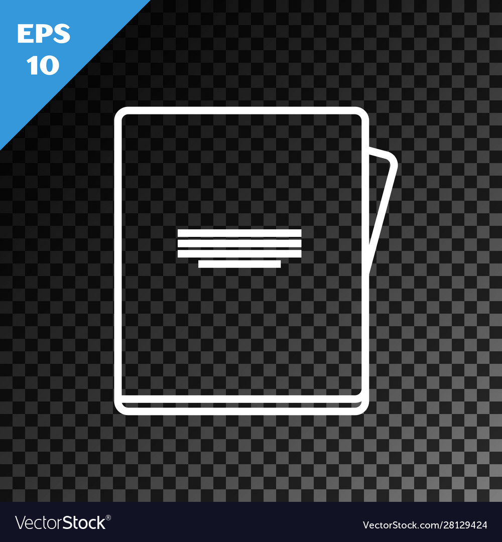 White line notebook icon isolated on transparent vector image White line notebook icon isolated on transparent