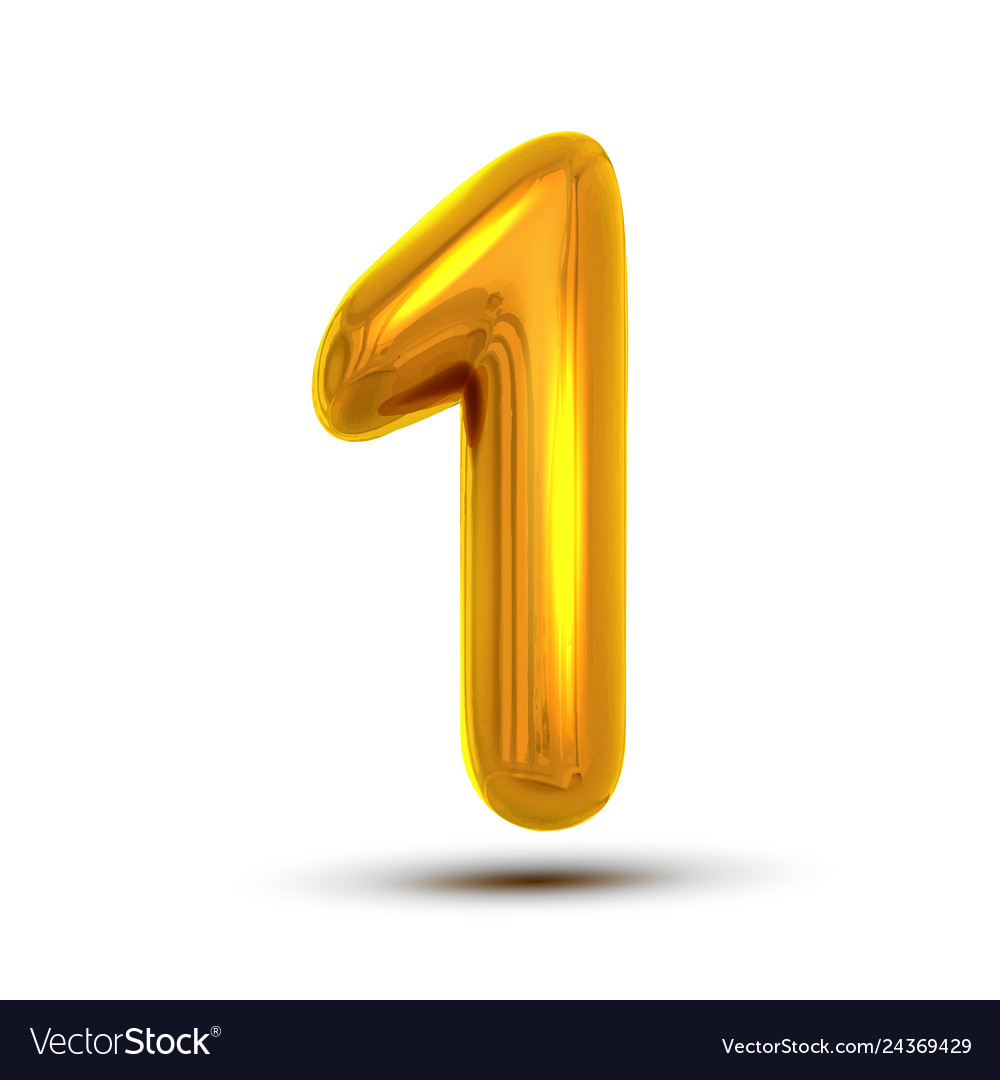 1 one number golden yellow metal letter Royalty Free Vector