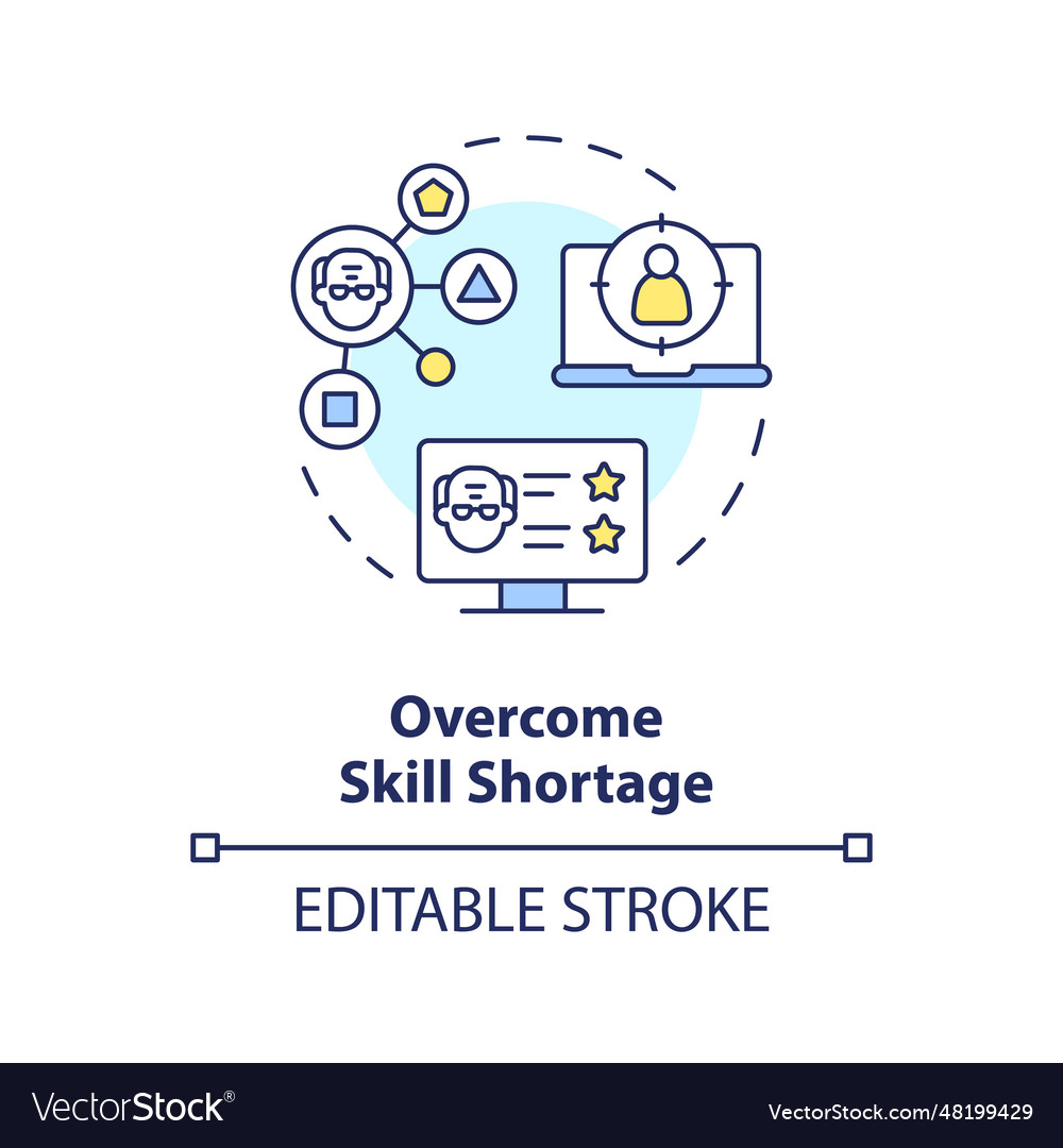 2d customizable overcome skill shortage line icon vector image 2d customizable overcome skill shortage line icon