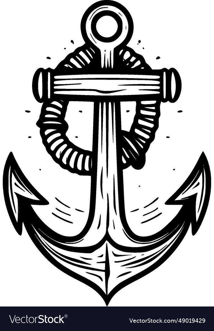 Anchor - black and white Royalty Free Vector Image