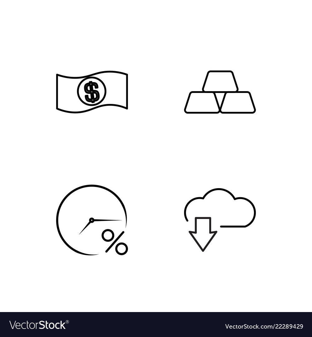 Business simple outlined icons set