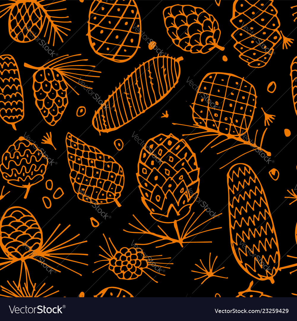 Cedar cones seamless pattern for your design vector image Cedar cones seamless pattern for your design