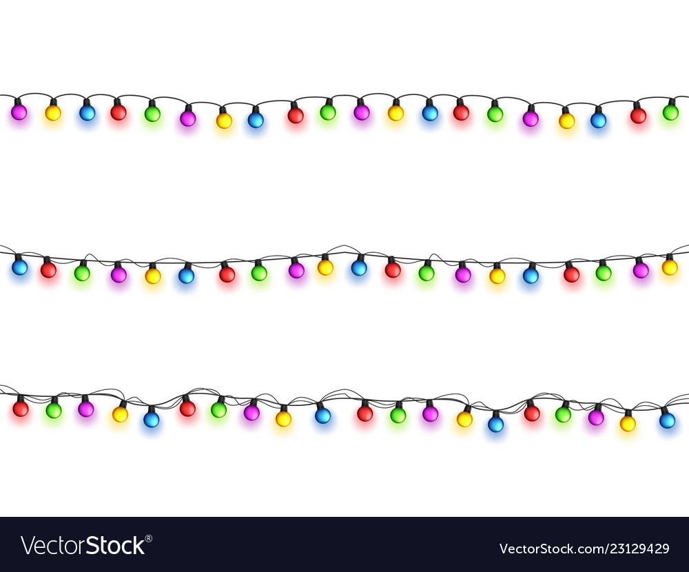 Christmas glowing lights on white background Vector Image