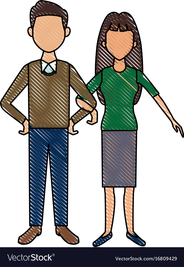 Couple Standing Man And Woman Together People Vector Image