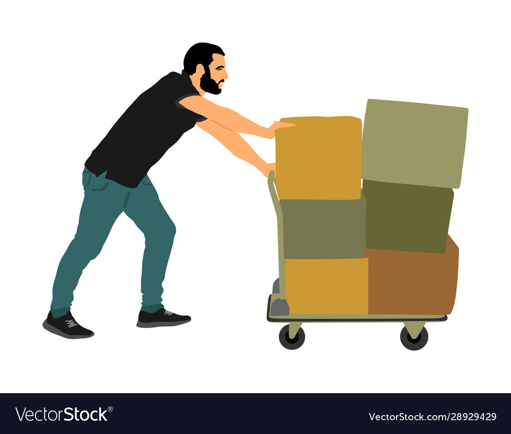 Delivery man carrying goods boxes transportation Vector Image