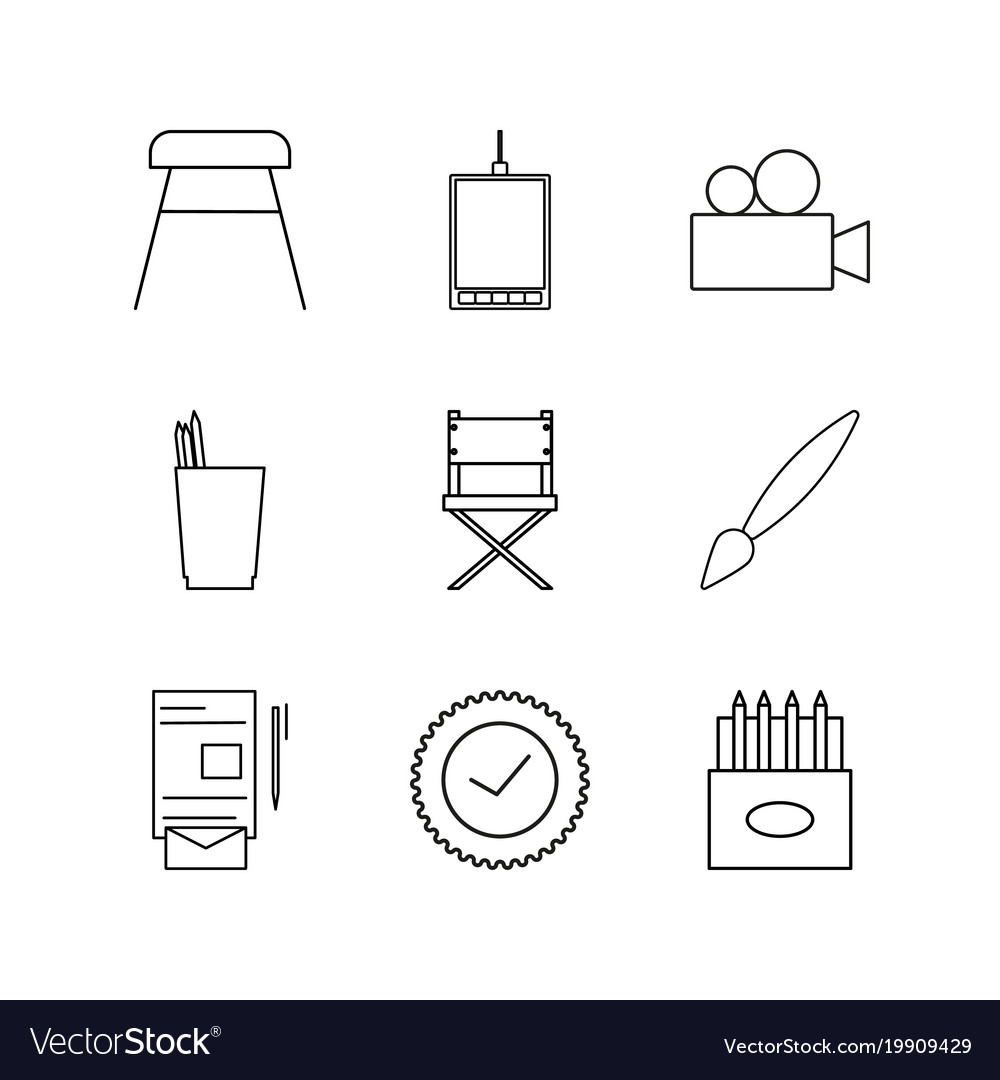 Design elements linear icon set simple outline