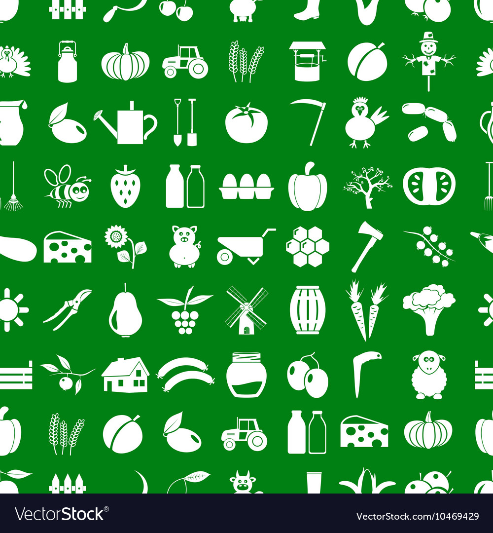 Farm and farming simple icons set seamless pattern