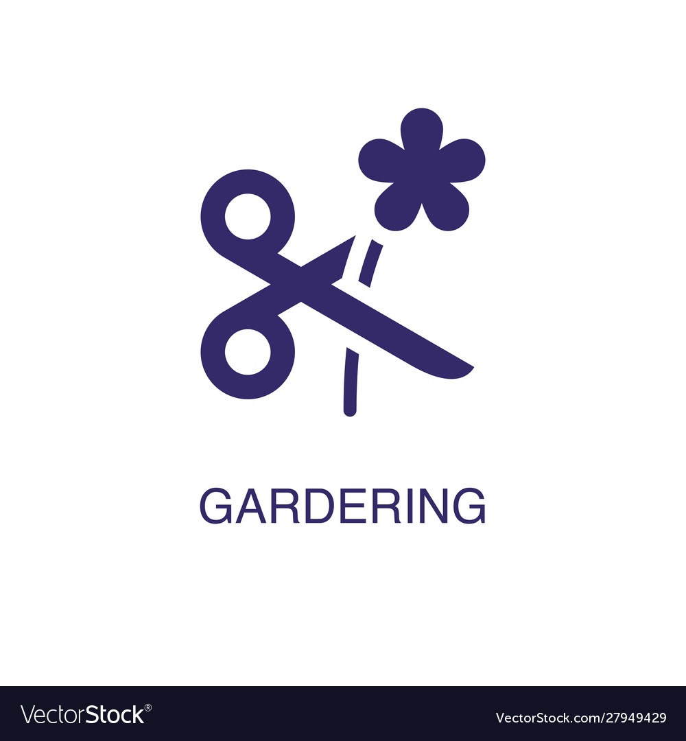 Gardering element in flat simple style on white