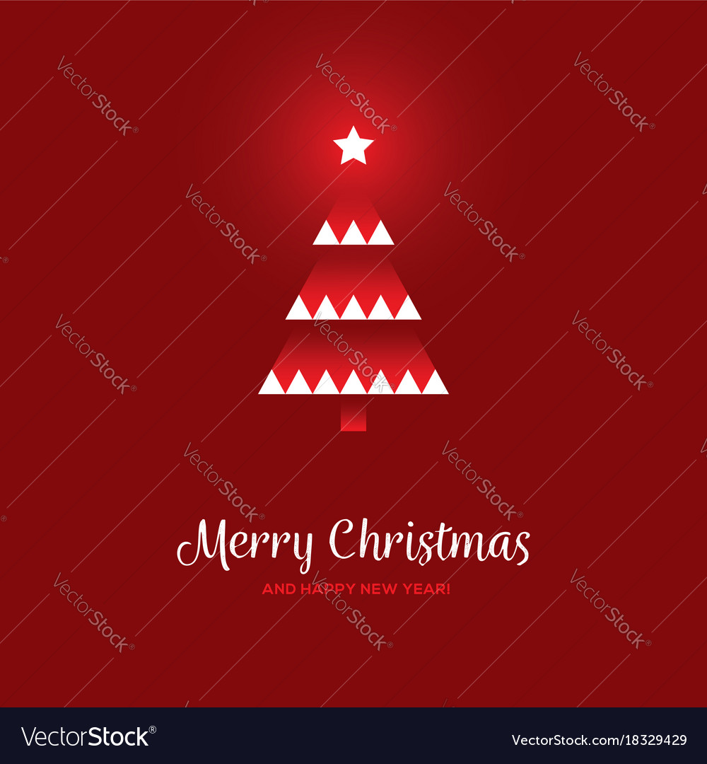 Geometric christmas tree on red background Vector Image