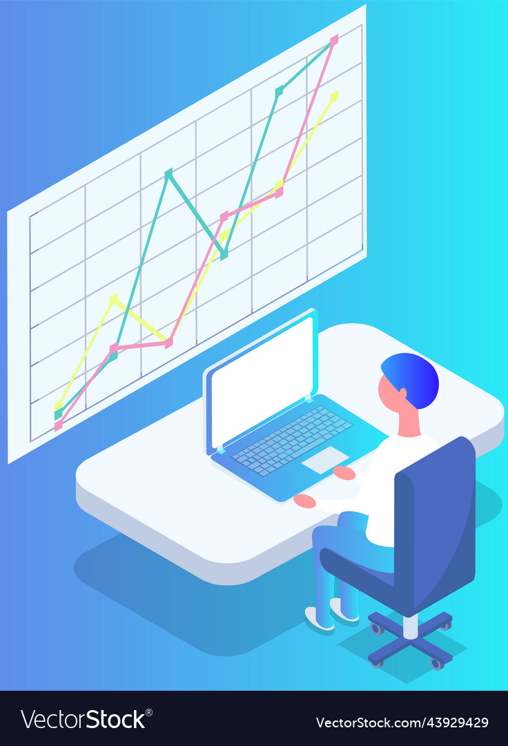 Man analysiert den digitalen Bericht mit Datenstatistisch