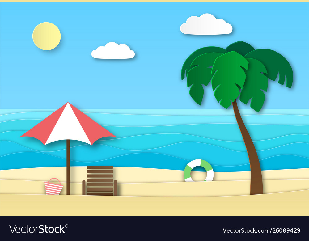 Origami sea beach summer vacation abstract Vector Image