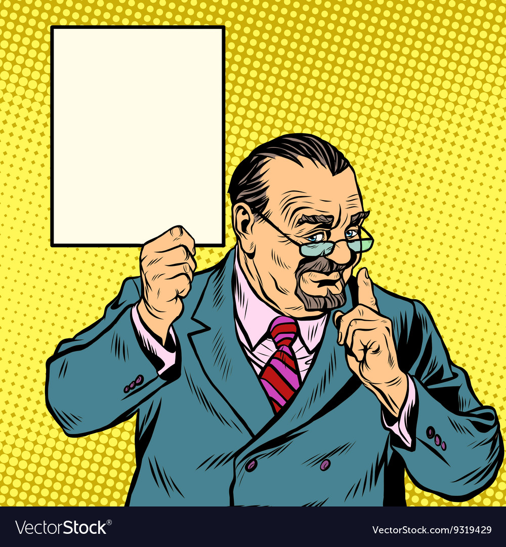 Retro Professor with a beard poster sign Vector Image