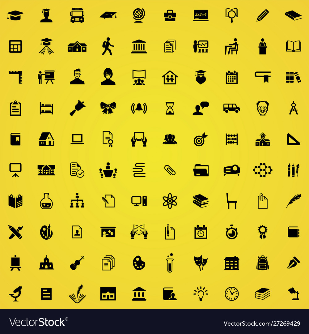 School 100 icons universal set for web and ui