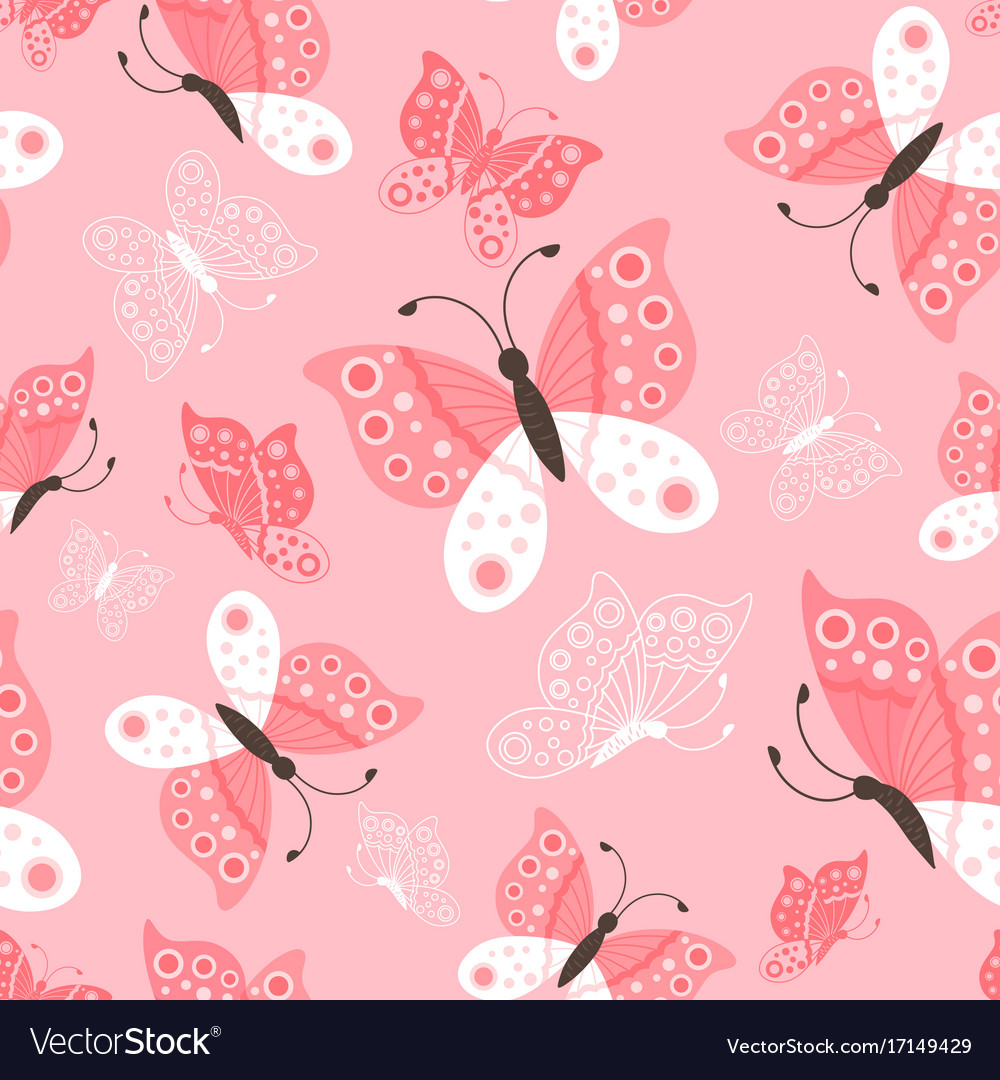 Seamless Cute Butterflies Pattern Royalty Free Vector Image