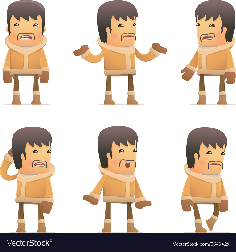 Set of eskimo character in different poses