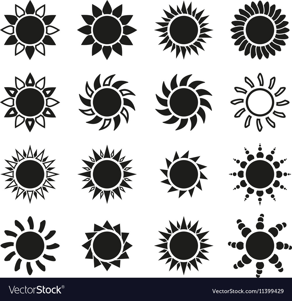 Set of Sixteen Sun Icons