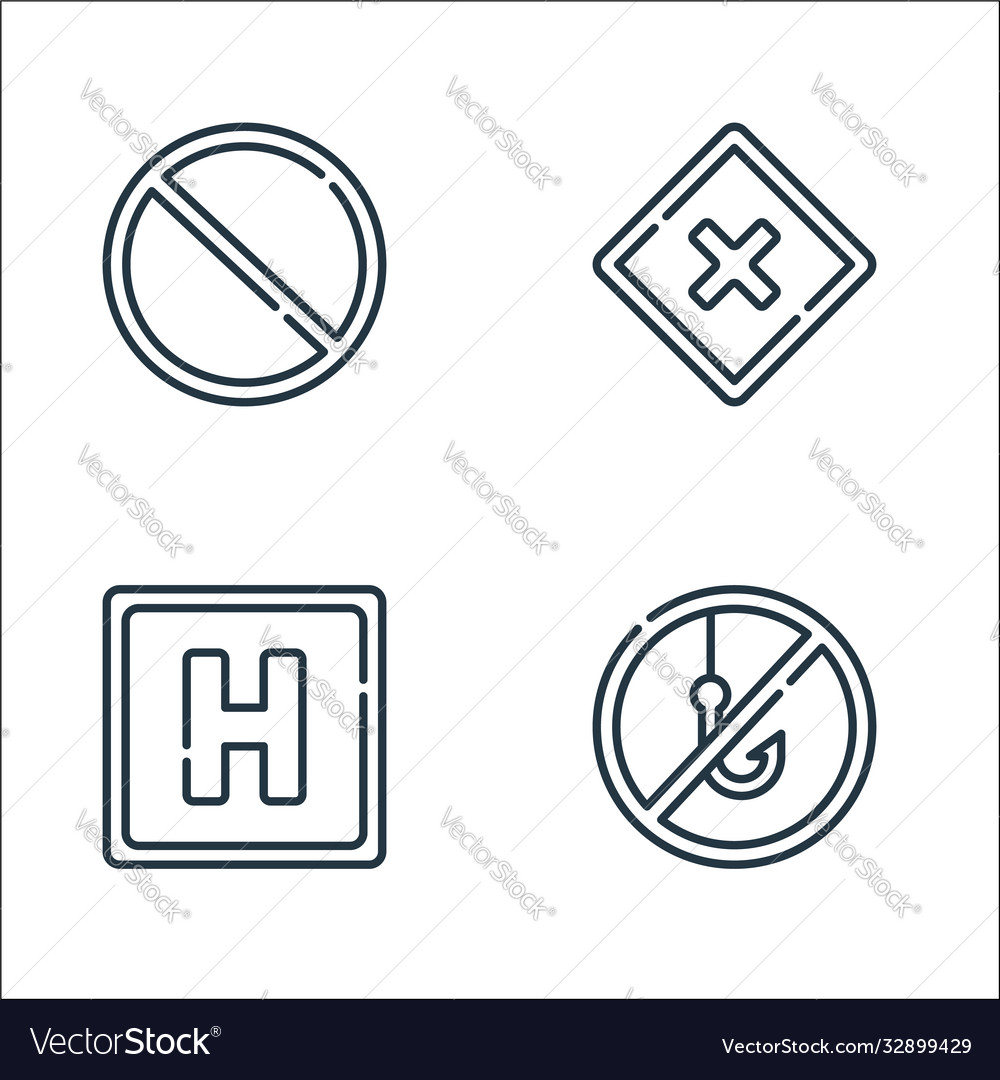 Signals and prohibitions line icons linear set