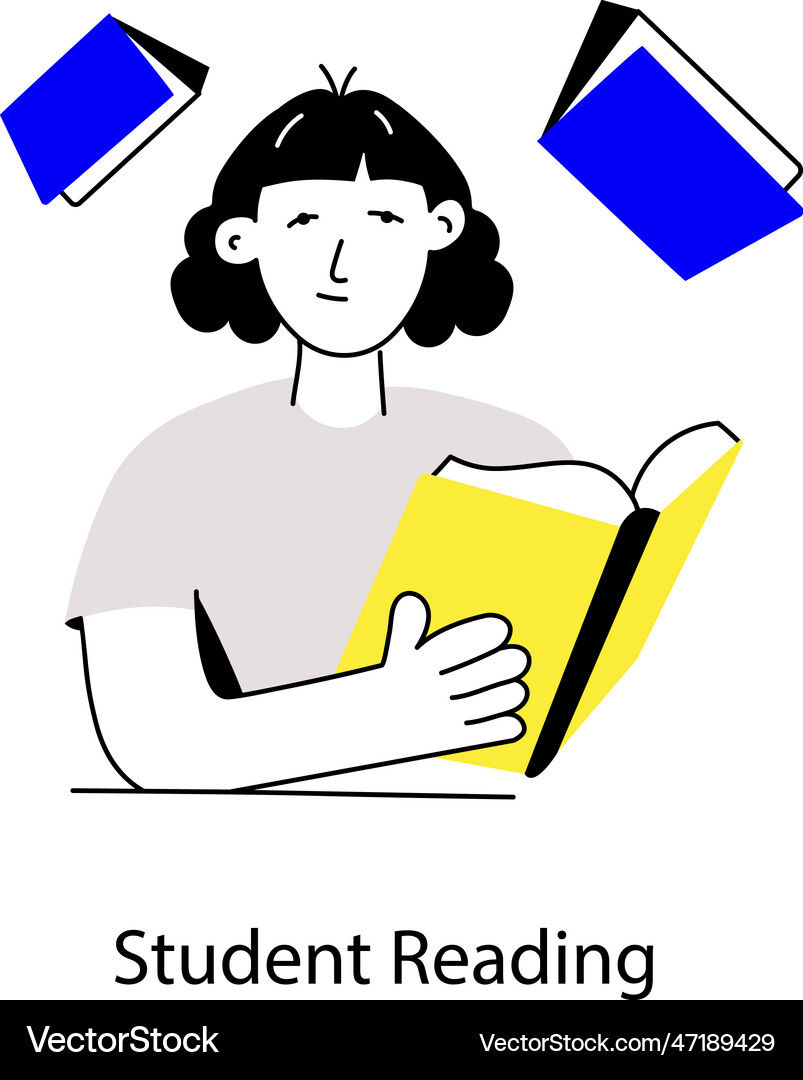 Student reading Royalty Free Vector Image - VectorStock