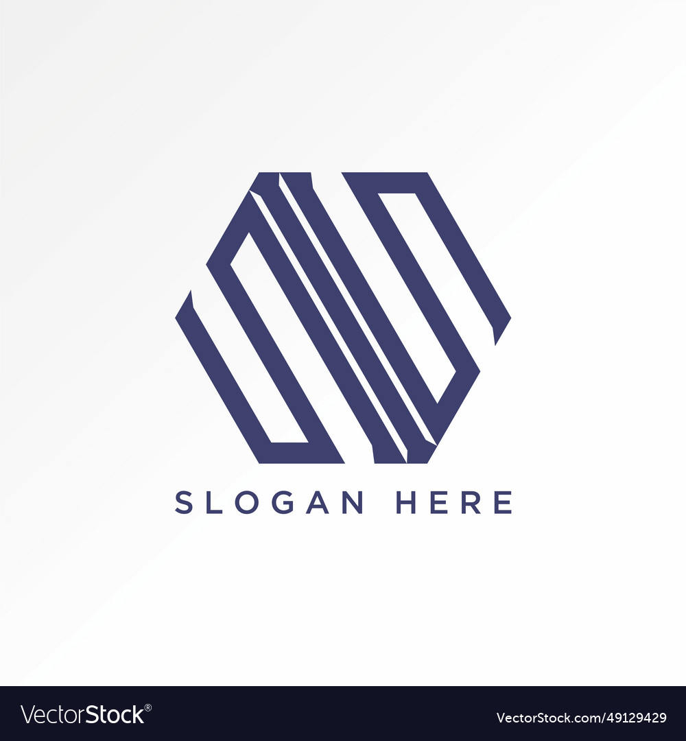 Unique letter initial sis font on line hexagon vector image Unique letter initial sis font on line hexagon