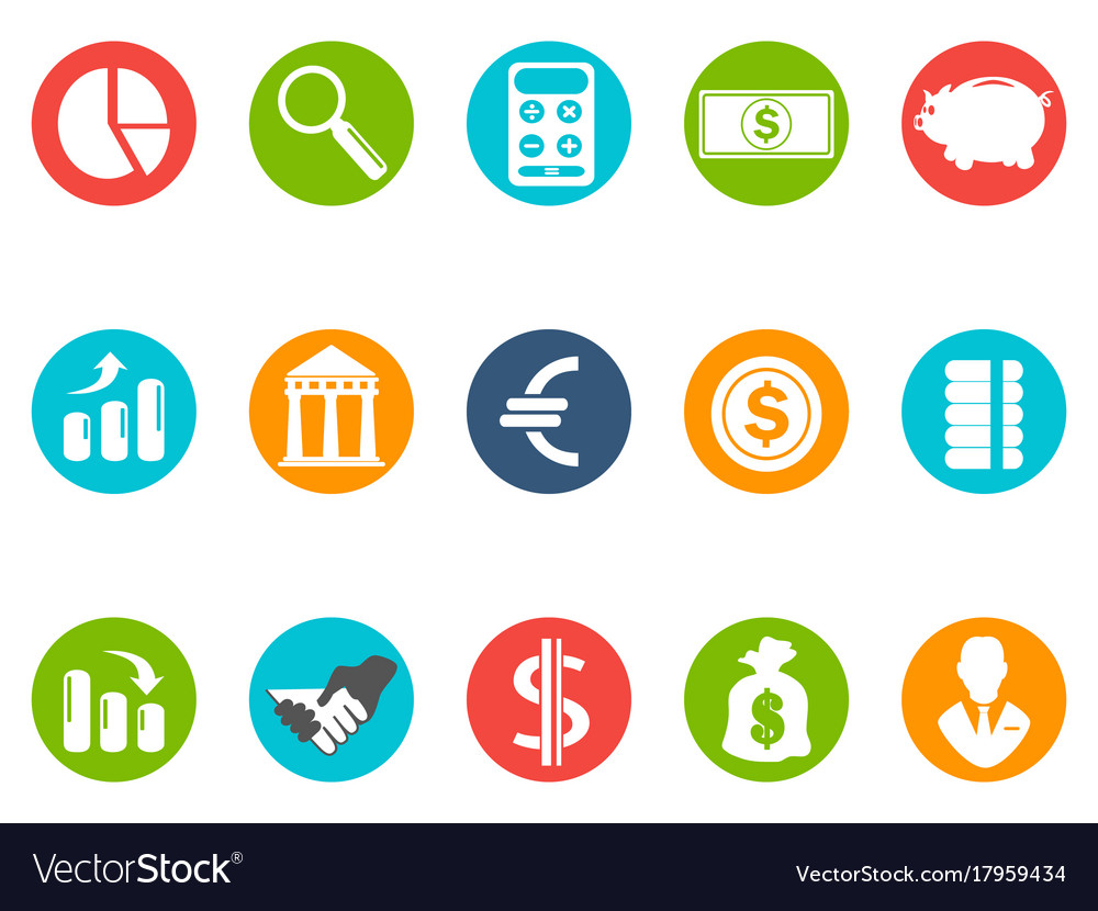 Bank round buttons icon set