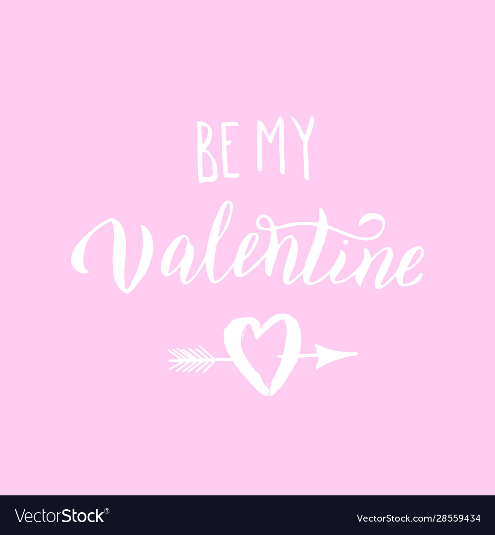 Be my valentine pink card greeting valentines day