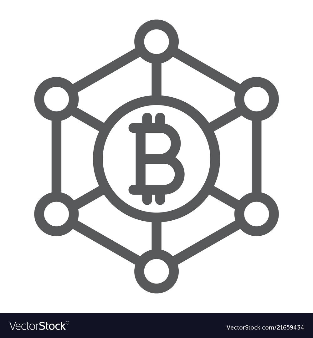 Bitcoin network line icon money and finance