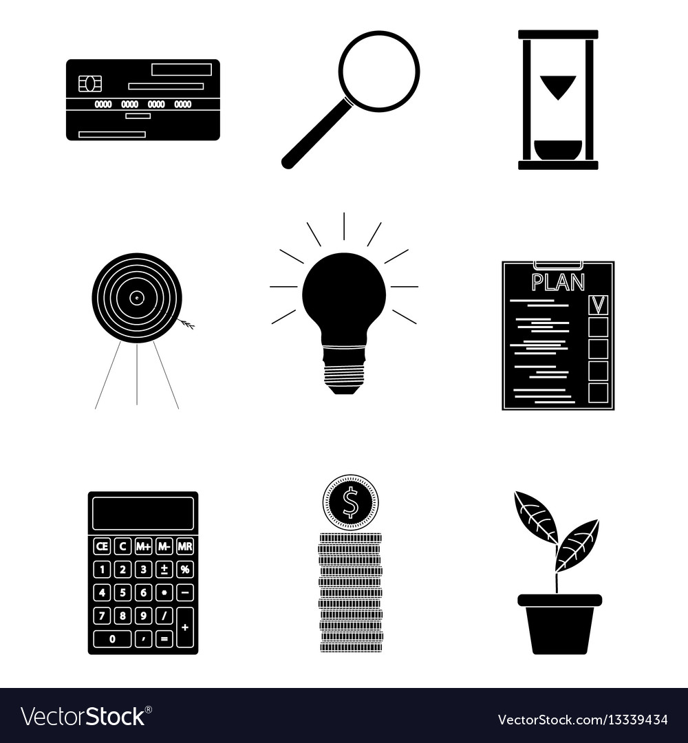 Black silhouette business icons