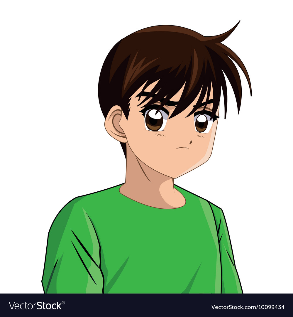 Boy anime male manga cartoon icon graphic Vector Image