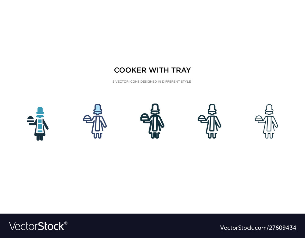 Cooker with tray icon in different style two Vector Image Cooker with tray icon in different style two