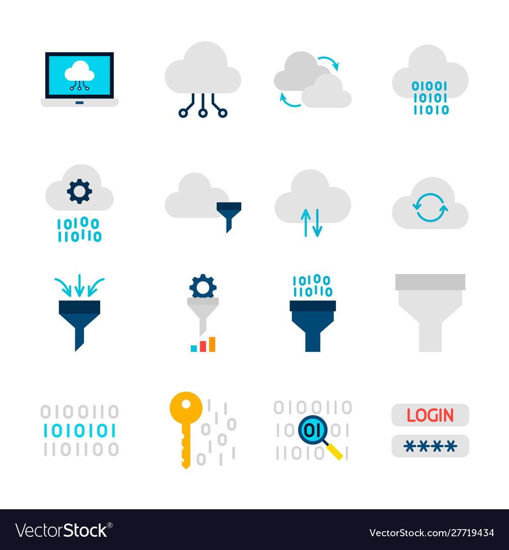Data computing objects vector image Data computing objects