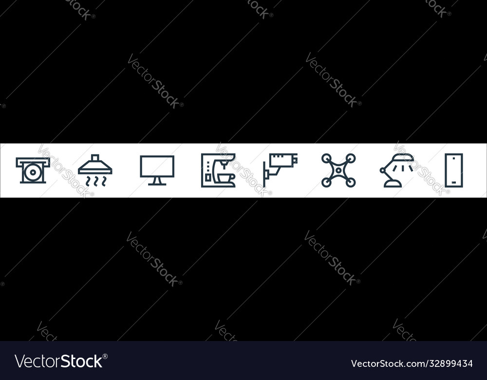 Electronics line icons linear set quality vector image Electronics line icons linear set quality