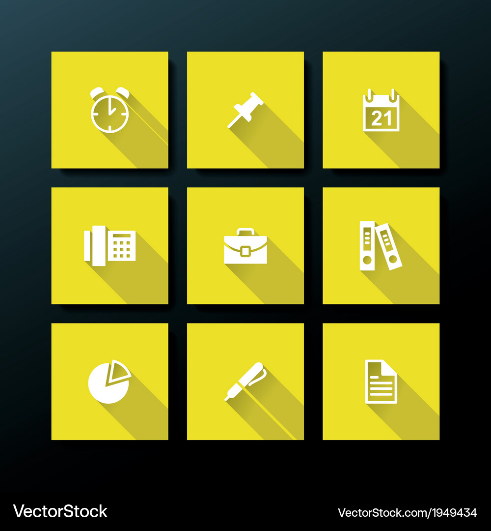 Flat office icon set Royalty Free Vector Image