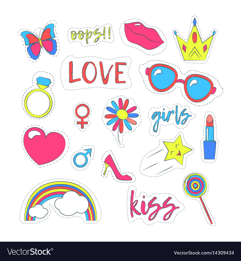 Girl patches sticker color set