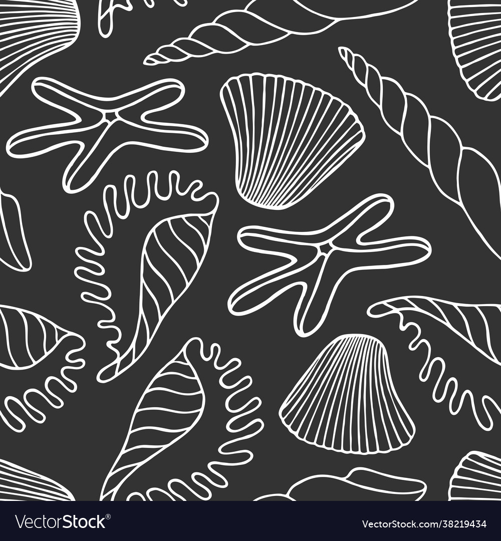 Gray Seashell and Starfish Pattern
