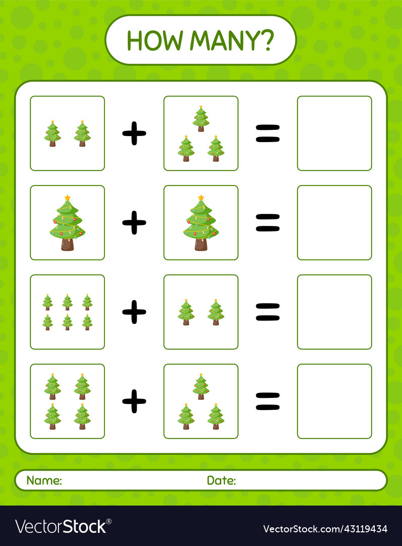 How many counting game with christmas tree vector image How many counting game with christmas tree