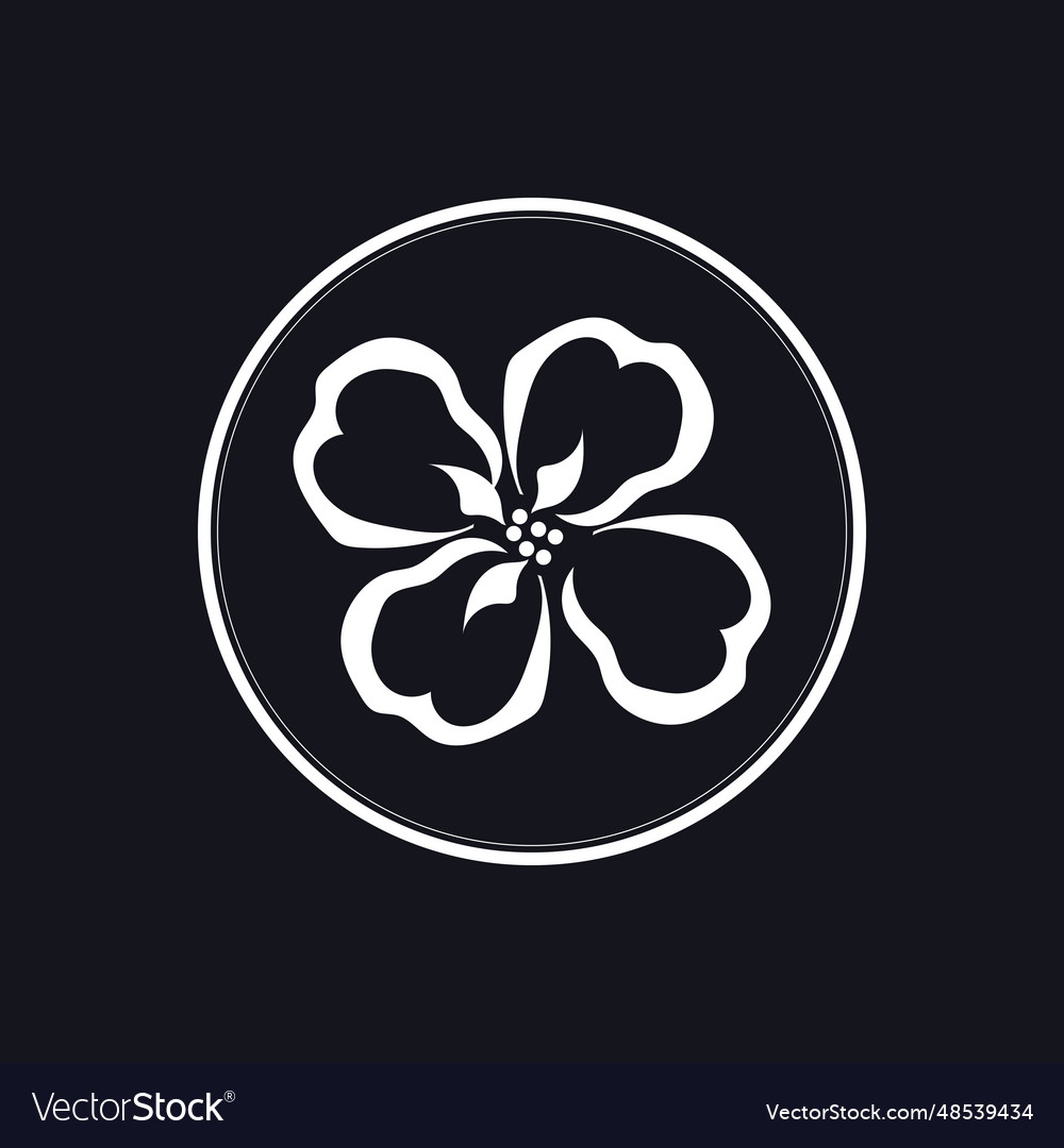 Jasmine element logo round emblem in minimal Vector Image Jasmine element logo round emblem in minimal