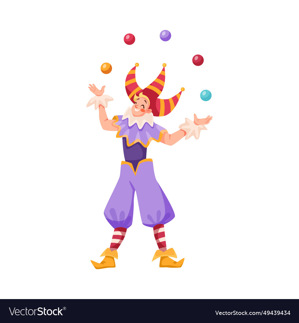 Man jester or clown juggling balls in the air Vector Image