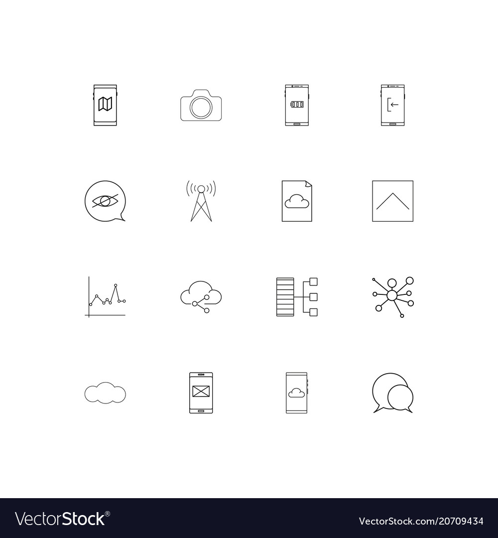 Network and database simple linear icons set