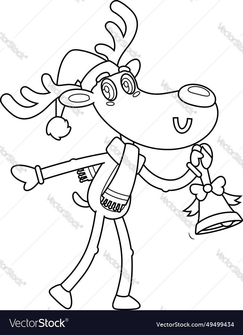 Outlined funny christmas reindeer