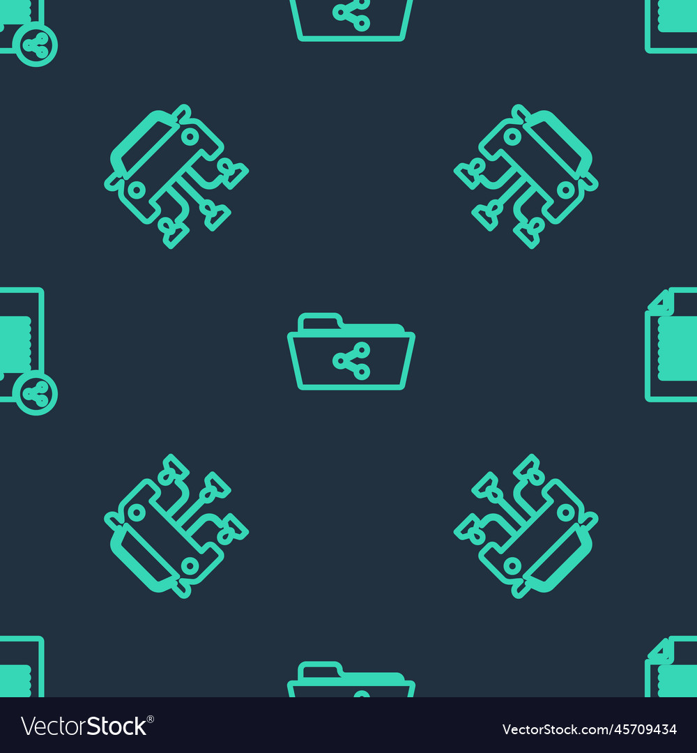Set line share folder car sharing and file vector image Set line share folder car sharing and file