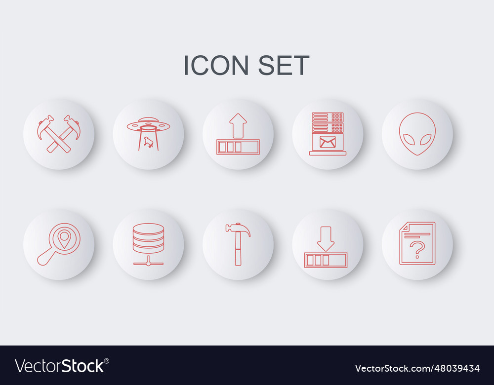 Set line unknown document search location vector image Set line unknown document search location