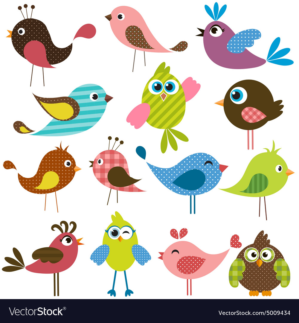 Set of cute birds Royalty Free Vector Image - VectorStock