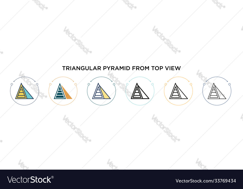 Triangular pyramid from top view icon in filled