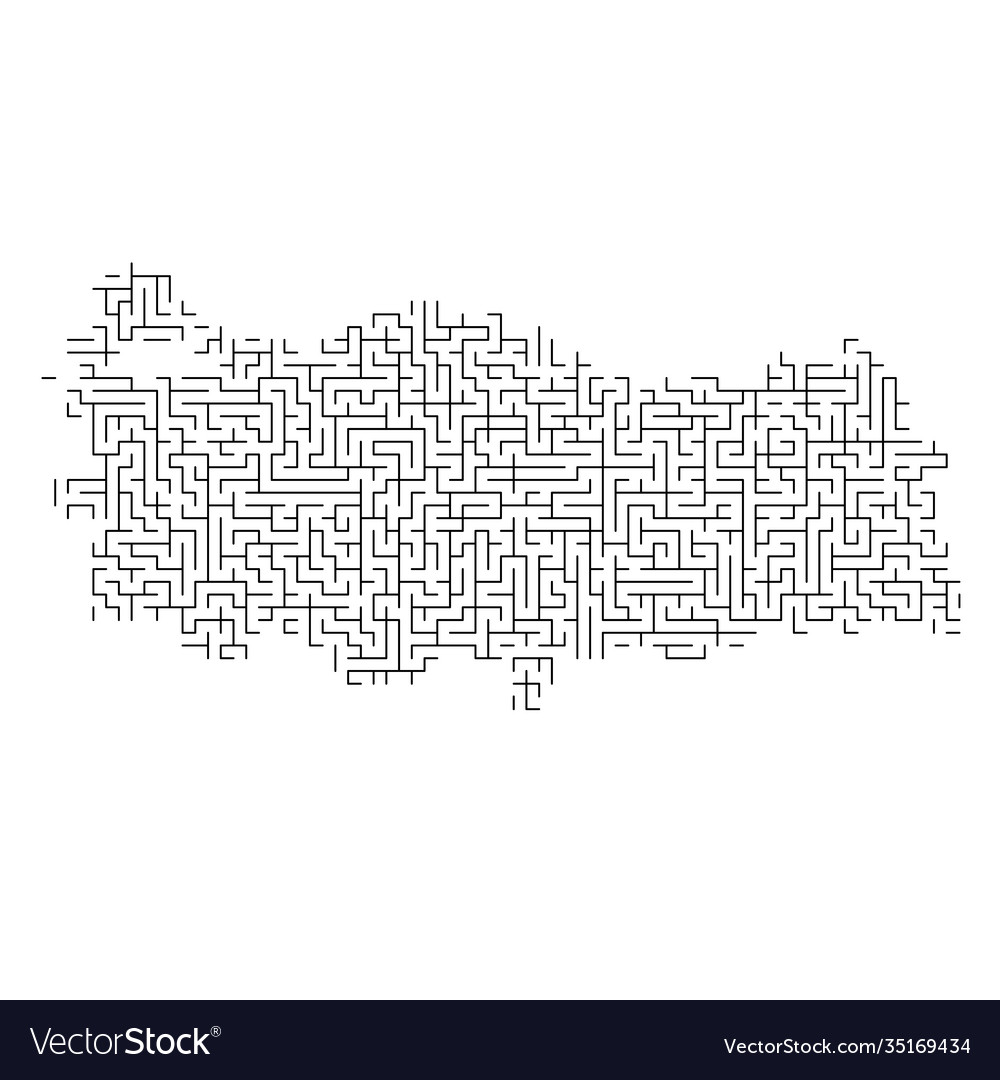 Turkey map from black pattern maze grid vector image Turkey map from black pattern maze grid