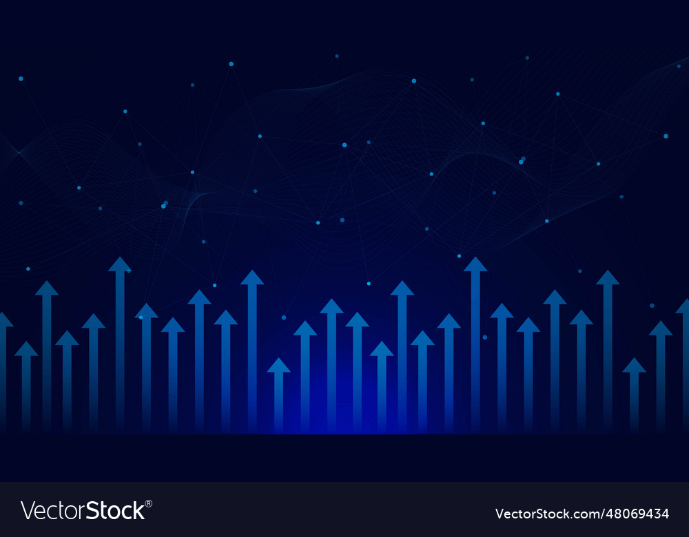 Up arrows with connecting dots and lines vector image Up arrows with connecting dots and lines